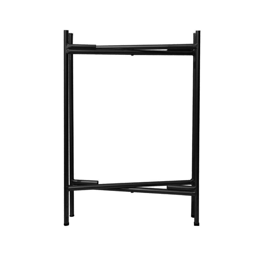 15" Black Metal Round Tray Top Side Table with Foldable Legs