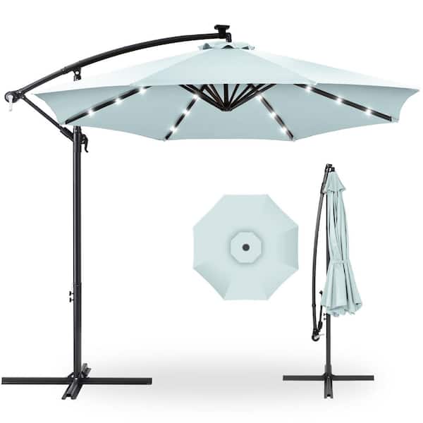 Best Choice Products 10 ft. Cantilever Solar LED Offset Patio Umbrella with Adjustable Tilt in Baby Blue