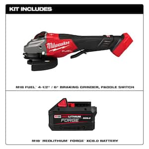 M18 FUEL 18-Volt Lith-Ion Brushless Cordless 4-1/2 in./6 in. Grinder with M18 REDLITHIUM FORGE XC 8.0 Ah Battery