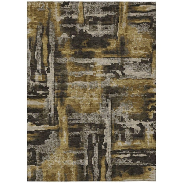 Chantille Machine Washable Indoor/Outdoor Abstract ACN2015 Coffee 8 ft. x 10 ft. Area Rug