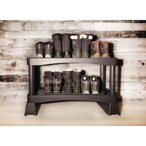 EKHO Collection - Shoe Bench with Metal Shelves, Caramel Brown