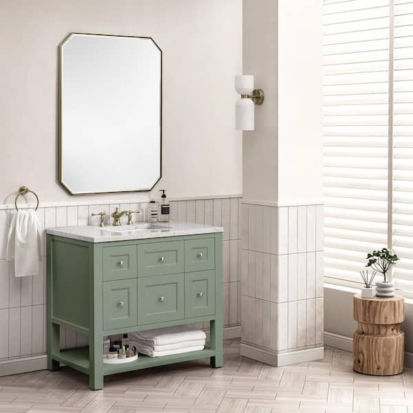 Breckenridge 36.0 in. W x 23.5 in. D x 34.2 in. H Bathroom Vanity in Smokey Celadon with Eternal Jasmine Pearl Top