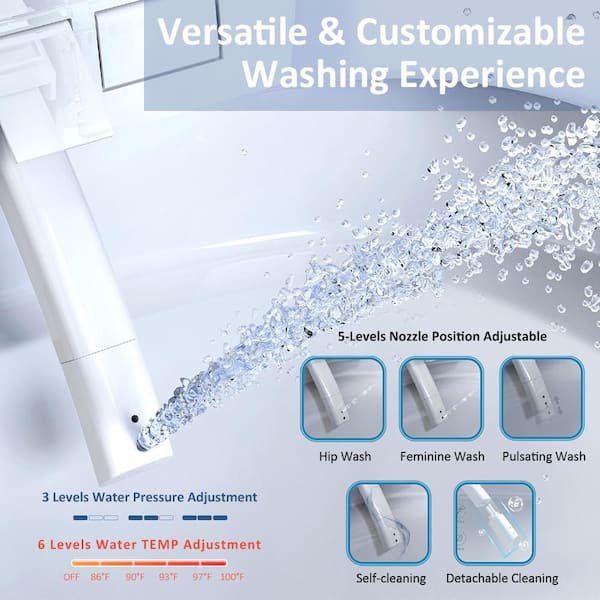 M3 Elongated Smart Bidet Toilet 1.28 GPF in White with Auto Flush, UVC Sterilization,Foam Shield Splash Proof,ADA Height