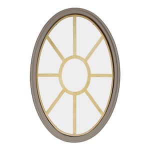 24 in. x 36 in. Oval Sandstone 6-9/16 in. Jamb 2-1/4 in. Interior Trim 9-Lite Grille Geometric Aluminum Clad Wood Window