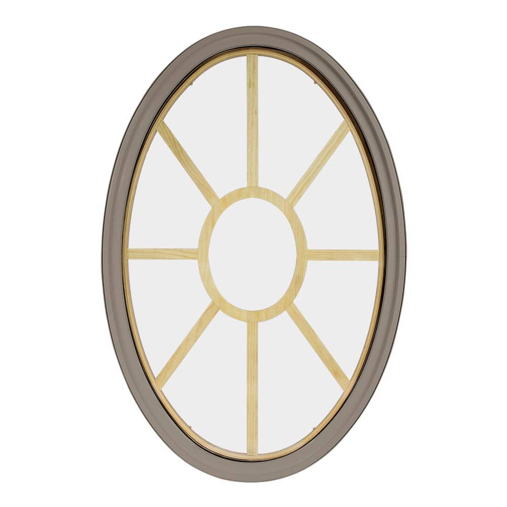 34 in. x 54 in. Oval Sandstone 4-9/16 in. Jamb 2-1/4 in. Interior Trim 9-Lite Grille Geometric Aluminum Clad Wood Window price history on PriceWatchPro