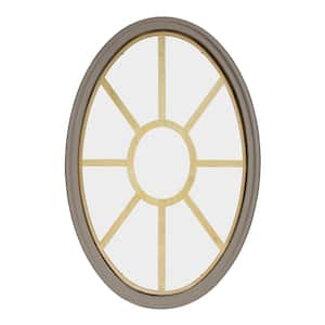 36 in. x 60 in. Oval Sandstone 4-9/16 in. Jamb 3-1/2 in. Interior Trim 9-Lite Grille Geometric Aluminum Clad Wood Window