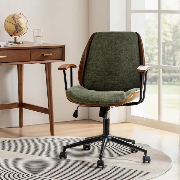 Adrian Green 24.75 in. W Height-adjustable Swivel Solid Wood Polyster Office Chair