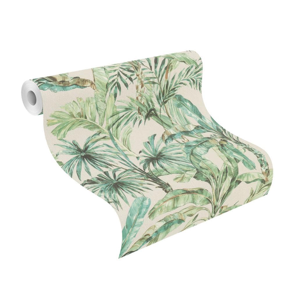 Calle Tropical Green and White Non-Pasted Wallpaper