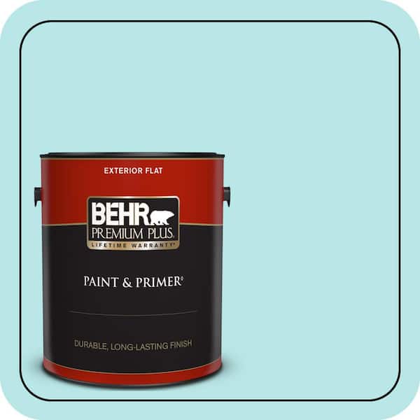 BEHR PREMIUM PLUS 1 gal. #500A-2 Refreshing Pool Flat Exterior Paint & Primer