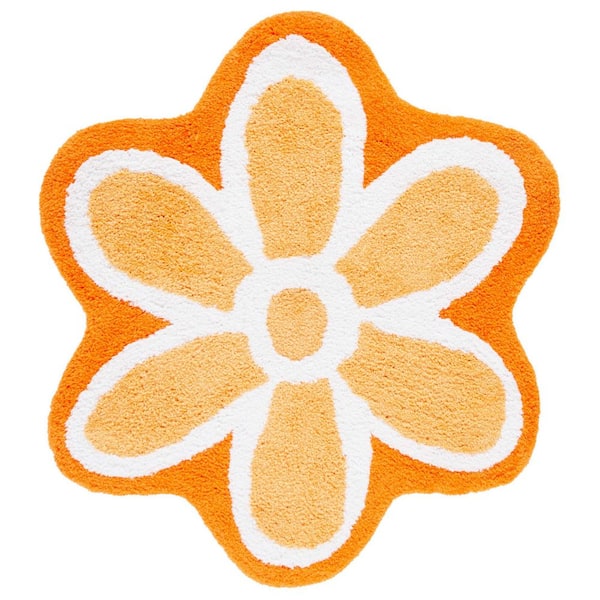Novelty 6 ft. x 6 ft. Ivory/Orange Floral Specialty Area Rug