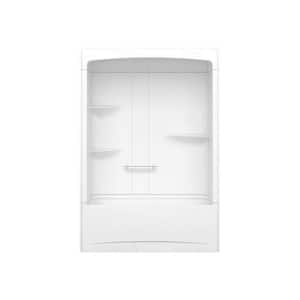 Camelia TSR 33 in. x 60 in. x 88 in. Bath and Shower Kit with Left Hand Drain in White