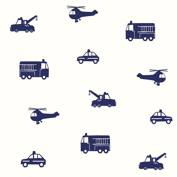 Chesapeake Blue Briony Vehicles Matte Non-Pasted Wallpaper Sample