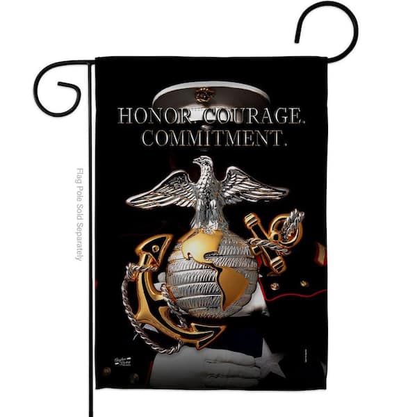13 in. x 18.5 in. Honor Courage Commitment Garden Flag Double-Sided Armed Forces Marine Corps Decorative