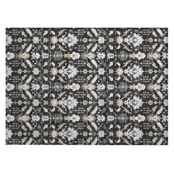 Chantille Machine Washable Indoor/Outdoor Abstract ACN2857 Black 2 ft. x 3 ft. Accent Rug