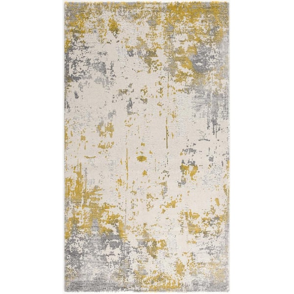 Vogue Gold (2 ft. x 6 ft.) - 2 ft. 3 in. x 6 ft. Modern Abstract Doormat Area Rug Entrance Floor Mat