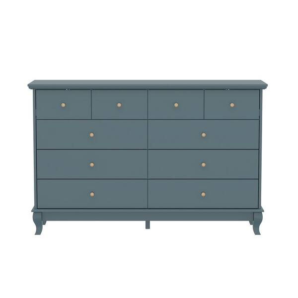 FUFU&GAGA Blue 10-Drawers 55.1 in. W Wood Chest of Drawer