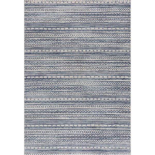 Havana Navy Blue 2 ft. x 3 ft. 3 in. Traditional Distressed Doormat Area Rug Entrance Floor Mat