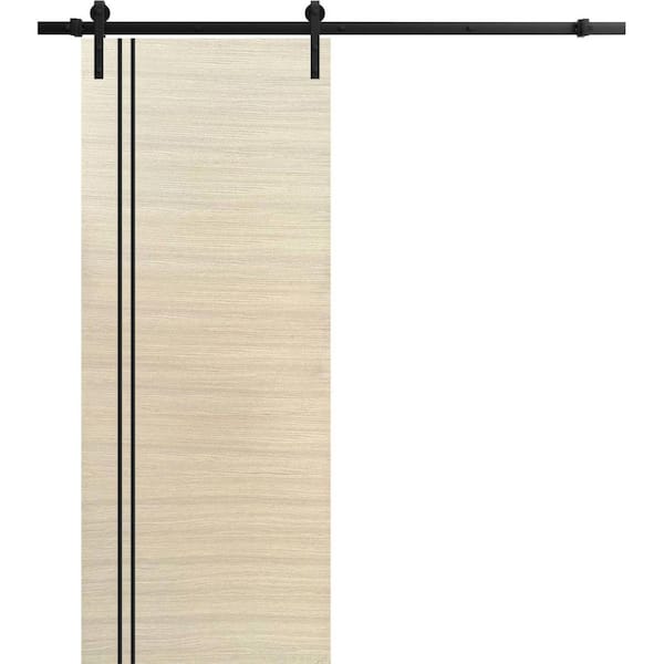 Sartodoors 36 in. x 80 in. 1 Panel Natural Veneer Solid Wood with Honeycomb Sliding Barn Door with Hardware Kit