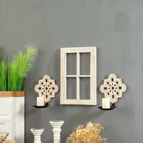 Openwork Carving Black Candle Sconces Wall Decor Set of 2, Decorative  Hanging Wall Art for Living Room NY24005 - The Home Depot