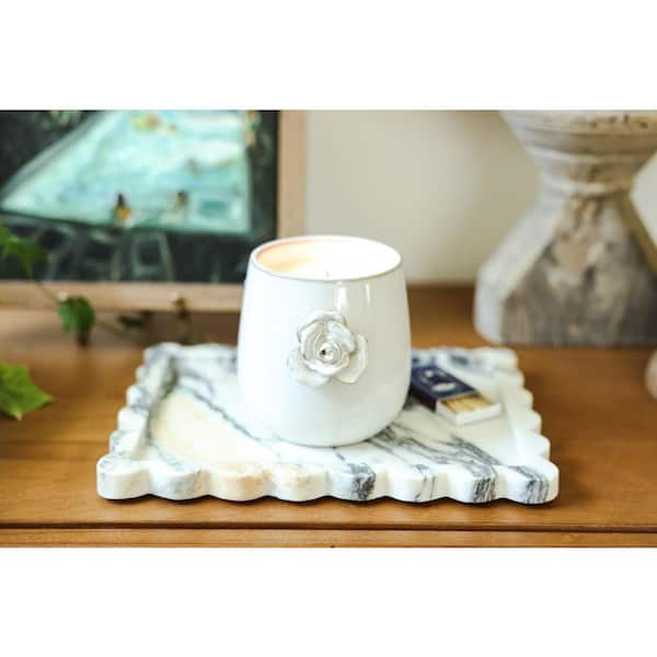 Flora Bunda 5 in. Ceramic Ivory Flower Candle (20 oz.)