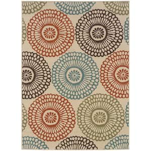 Naples Multi-colored 5 ft. x 8 ft. Medallion Indoor/Outdoor Patio Area Rug
