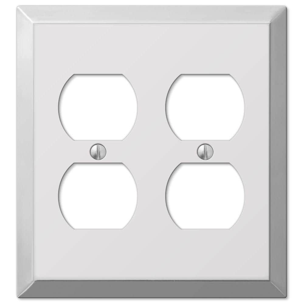 Amerelle Polished Chrome 2-Gang Stamped Steel Duplex Wall Plate