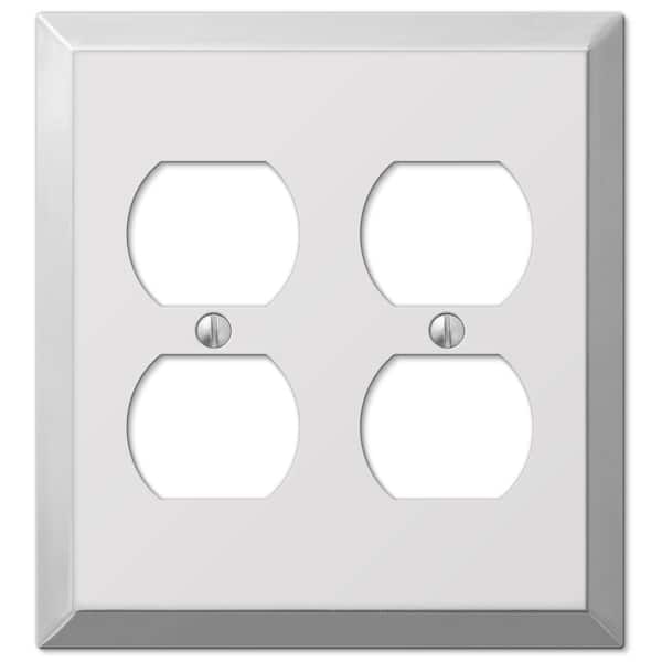 AMERELLE Metallic 2 Gang Duplex Outlet Steel Wall Plate - Polished Chrome