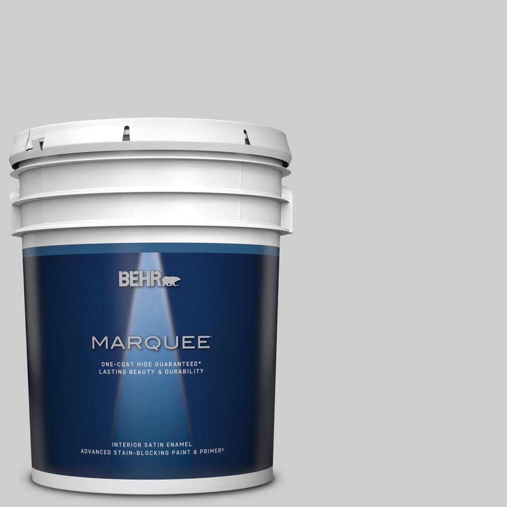Behr Marquee 5 Gal 770e 2 Silver Screen Color Satin Enamel Interior Paint Primer 745005 The Home Depot