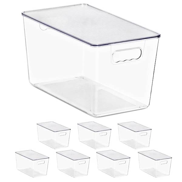 8 Piece Freezer Safe Refrigerator & Freezer Containers Set, Clear Extra Large Storage Bins with Lids and Handles