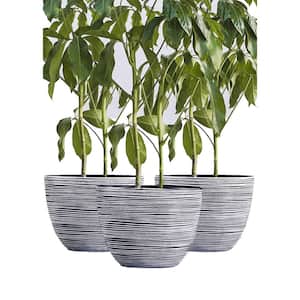 12 in. Tall White Modern Nested Round Textured Indoor/Outdoor Plastic Pot Planter (Set of 3)