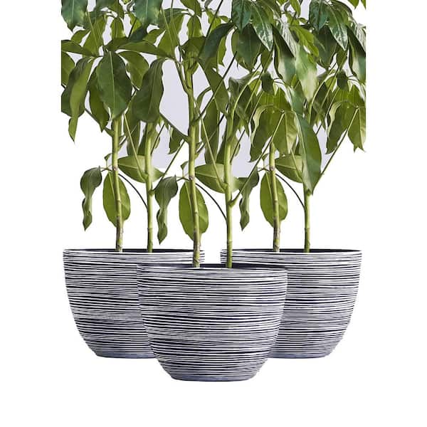 XBRAND 12 in. Tall White Modern Nested Round Textured Indoor/Outdoor Plastic Pot Planter (Set of 3)