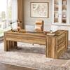 BYBLIGHT Capen 72.8 in. L-Shaped Brown Wood Executive Desk with Storage Shelves and Cabinet BB-YS0307-LJM
