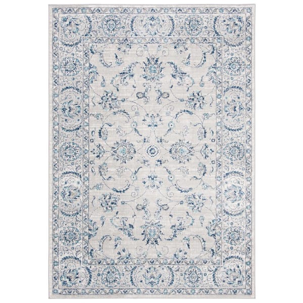 SAFAVIEH Brentwood Light Gray/Blue 5 ft. x 8 ft. Speckled Floral Border Area Rug