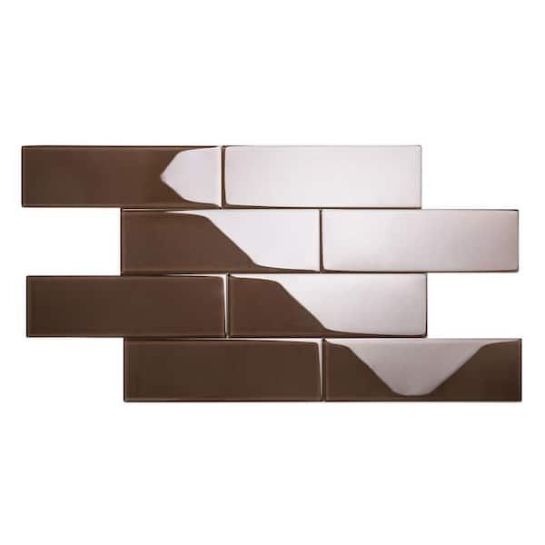 Giorbello Classic Brown 4 in. x 12 in. x 8mm Glass Subway Tile (5 sq. ft./Case)
