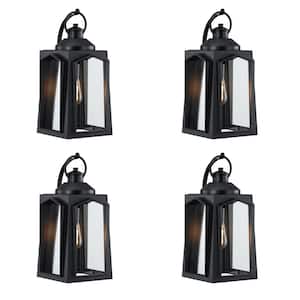 Black 1-Light Outdoor Wall Sconces (4-Pack)