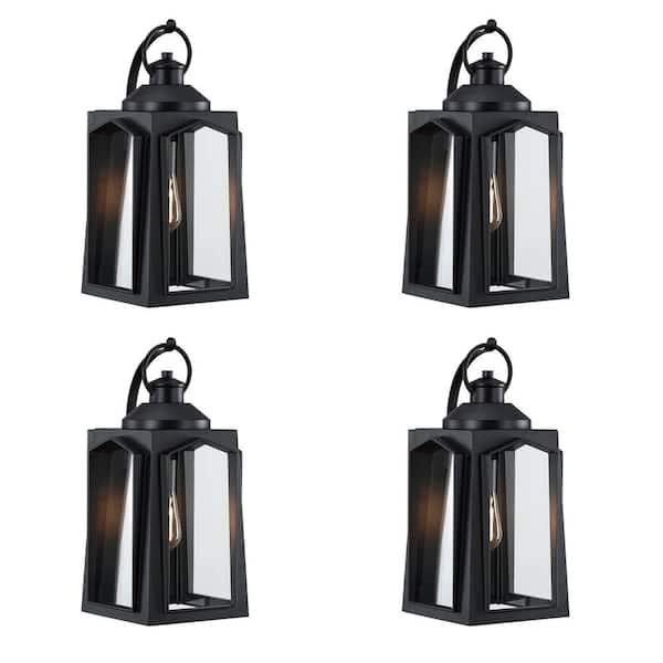 INNOBULE Black 1-Light Outdoor Wall Sconces (4-Pack)