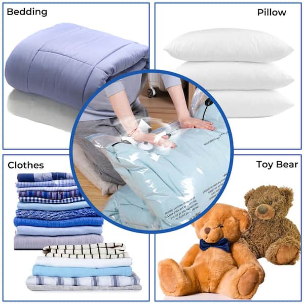 Vacuum Storage Bags for Comforters Blankets Clothes Pillows Hand Press Home  Travel Space Saver Vacuum Sealer