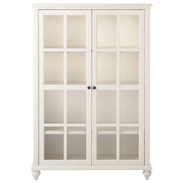 off white bookshelf with doors