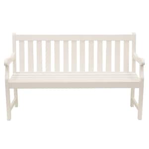 Henley 57 in. 3-Seat White Wood Outdoor Bench