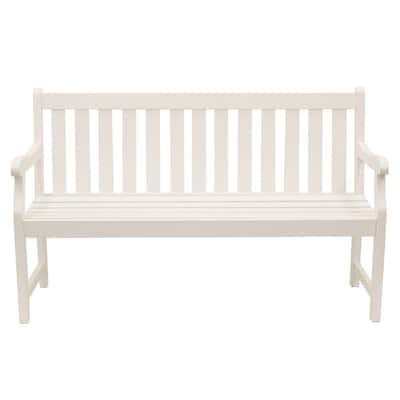 Henley 57 in. 3-Seat White Wood Outdoor Bench