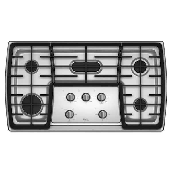 Whirlpool Gold 36 in. Gas Cooktop in Stainless Steel with 5 Burners including Flex Power Burner
