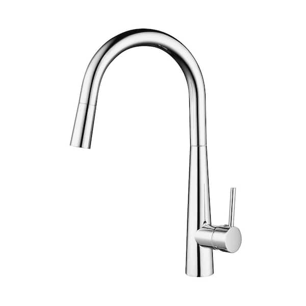 Westbrass 17 in. Single Handle Kitchen Faucet with Adjustable Pull Down Spray in Polished Chrome