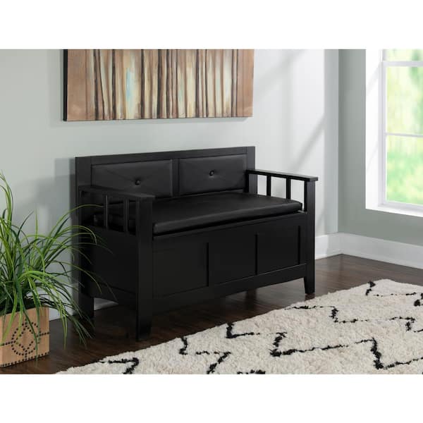 Danya B. Leatherette Entryway Shoe Storage Bench - Black/Black