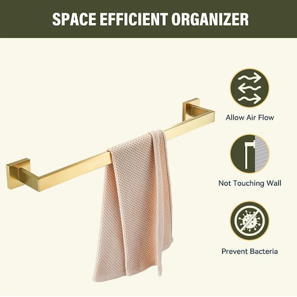FORIOUS Towel Bar Wall Mounted In Gold Bathroom HH0224G - The Home