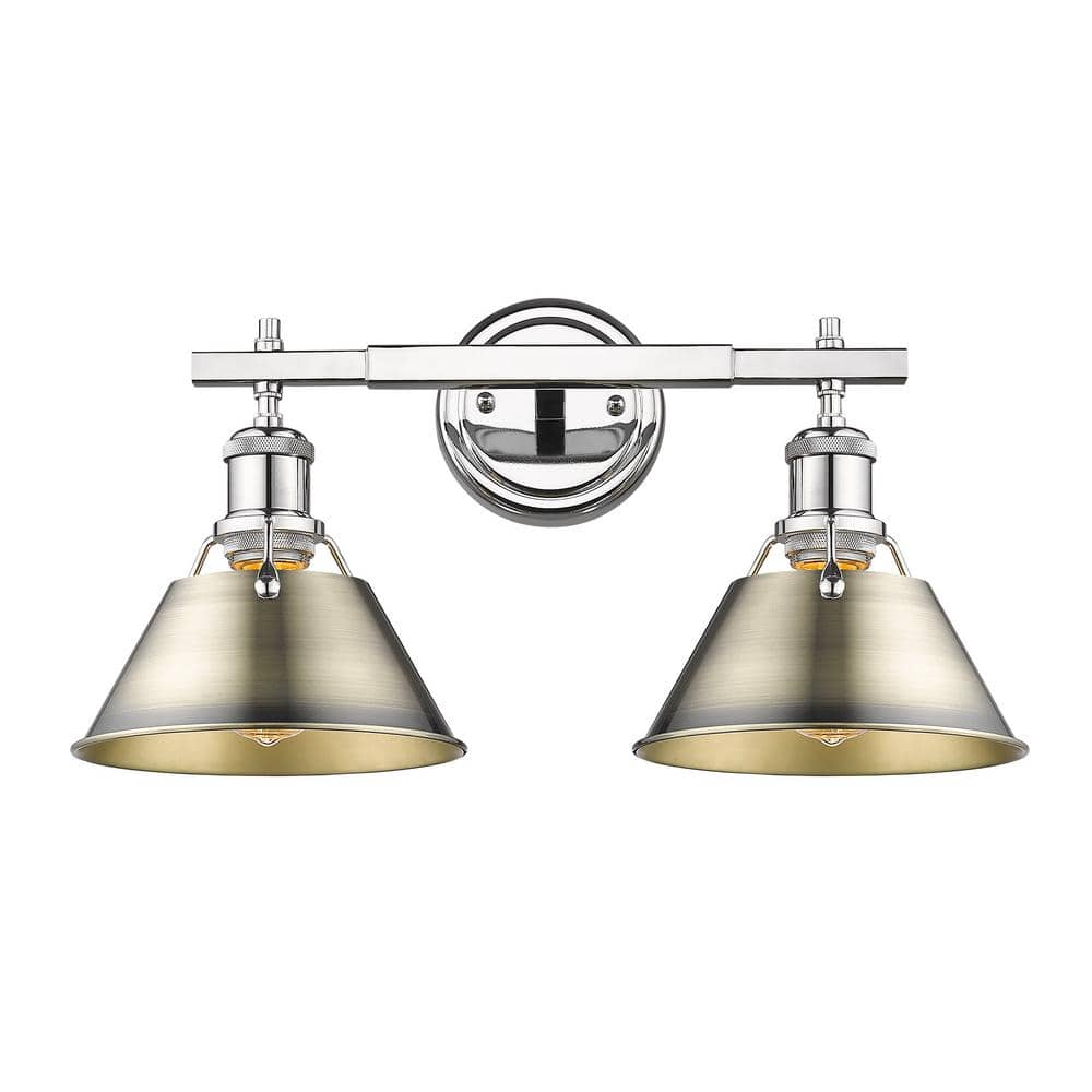 Orwell 18.25 in. 2-Light Chrome and Aged Brass Vanity Light price history on PriceWatchPro
