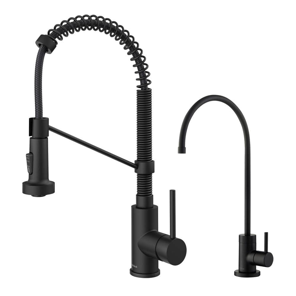 Matte Black Commercial Style Pull-Down Kitchen Faucet with Spray