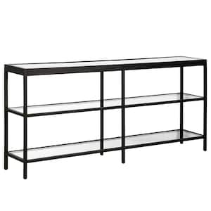 Alexis 64 in. Blackened Bronze Rectangle Glass Console Table