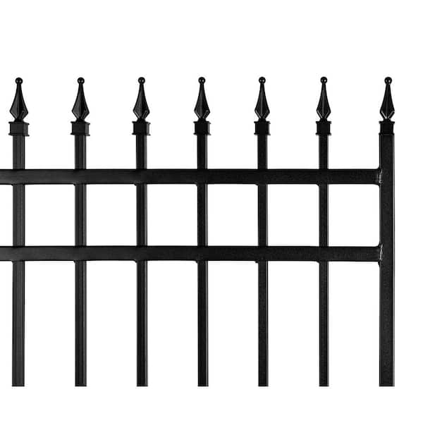 NUVO IRON 3.75 ft. x 5.67 ft. Tiger Eye Profile Black Iron Center Point Fence Gate