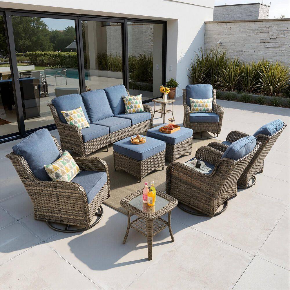 weaxty W Nerium 9-Piece Wicker Outdoor Patio Conversation Set with