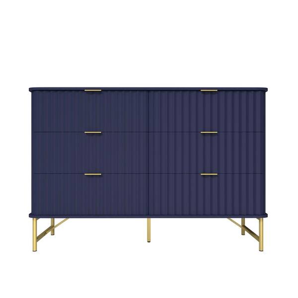 Clihome 5-Drawer MDF Blue Storage Cabinet Blue 5-Drawer Accent Chest